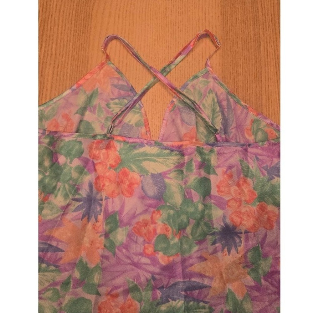 Secret Treasures Floral Chemise Nightgown Purple Orange Large - Picture 4 of 4